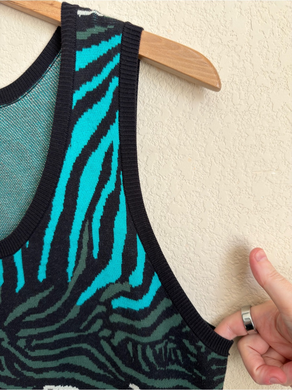 Banana Republic Issa London Collection Zebra Viscose Knit Tank Dress XL Teal - Picture 10 of 14
